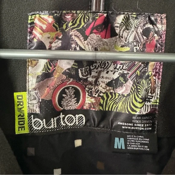 Burton snowboard winter ski jacket coat Black with Zipper Details waterproof - Picture 3 of 6